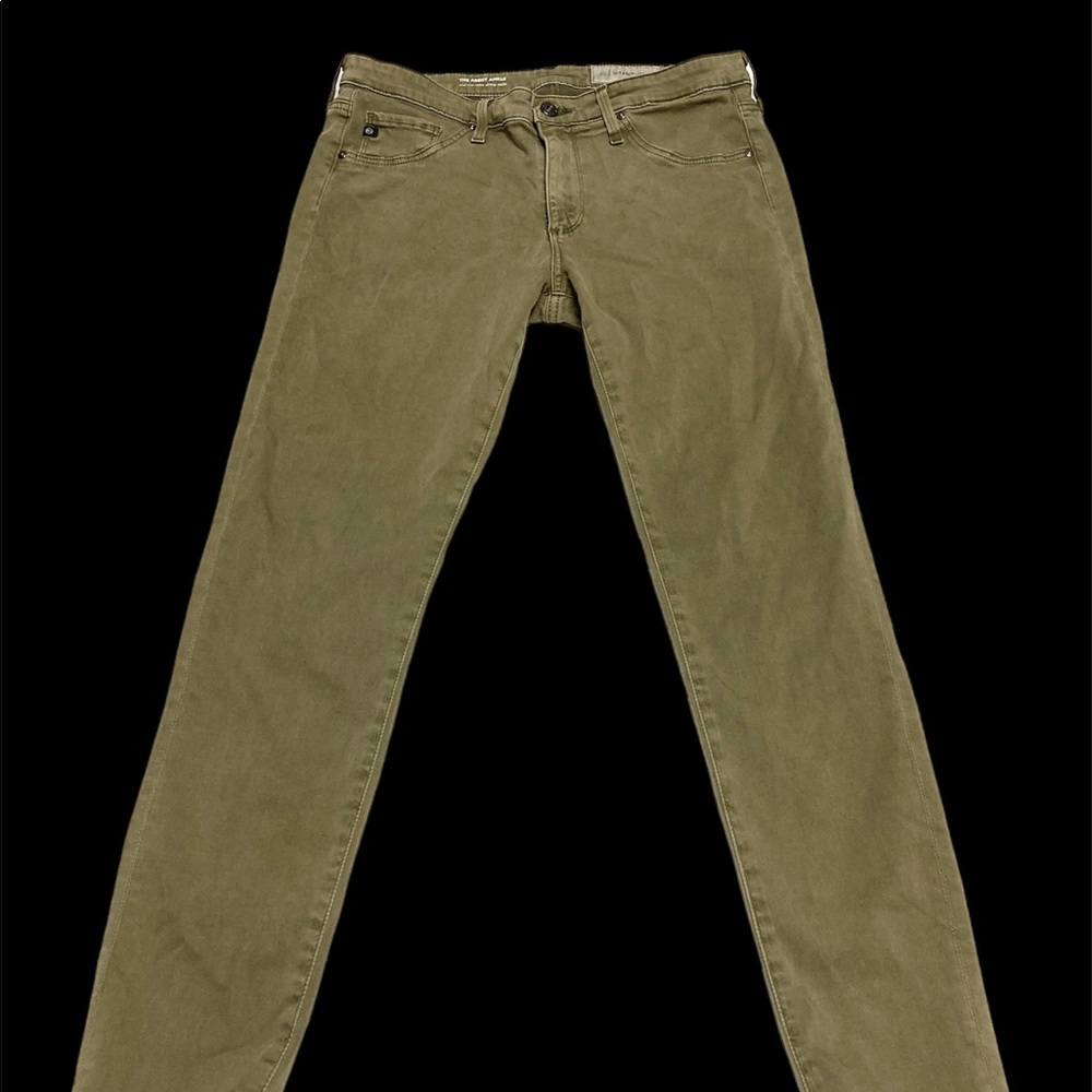 AG Anthropologie Women's The Abby Ankle Super Skinny Green Denim Jeans Size 29R